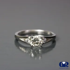 0.67 Ct Round Cut Diamond There Stone Engagement Ring In 14K Gold