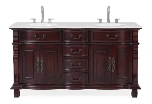 64" Traditional Style Cherry Wood Hopkinton Double Sink Bathroom Vanity GD-4438W-64