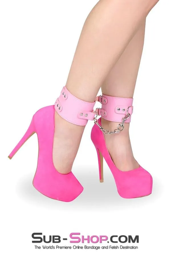 8969DL      Glam Girl Double Strap Pink Ankle Cuffs - MEGA Deal