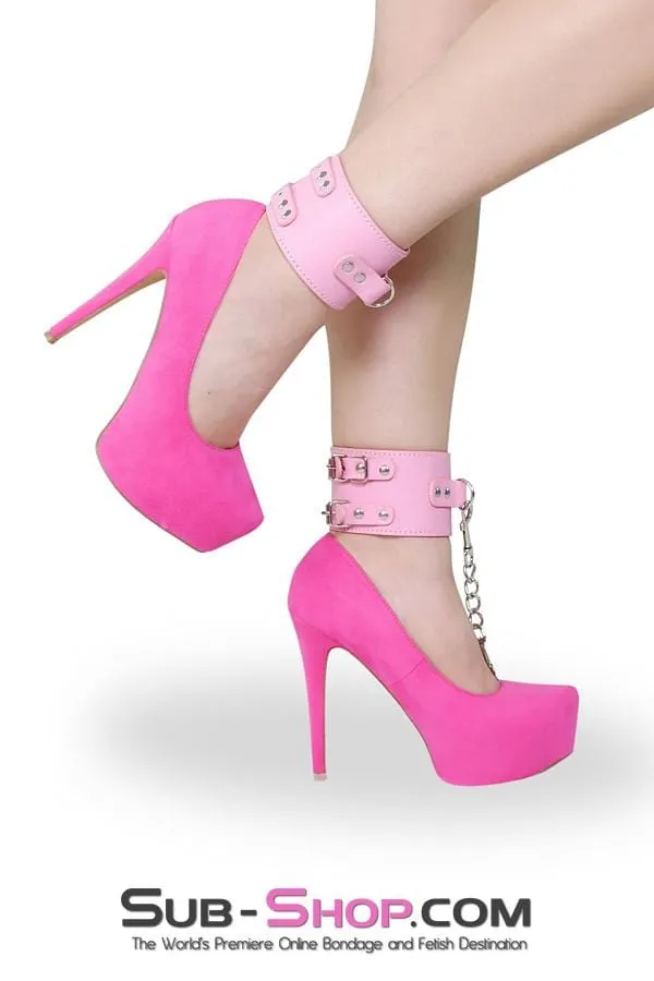 8969DL      Glam Girl Double Strap Pink Ankle Cuffs - MEGA Deal