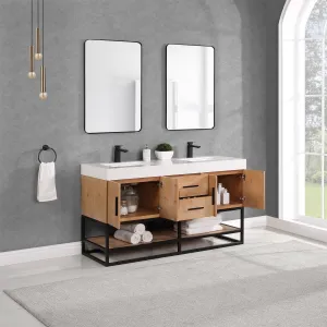 Altair Designs Bianco Double Bathroom Vanity with White Composite Stone Countertop - 552060B-LB-WH-NM