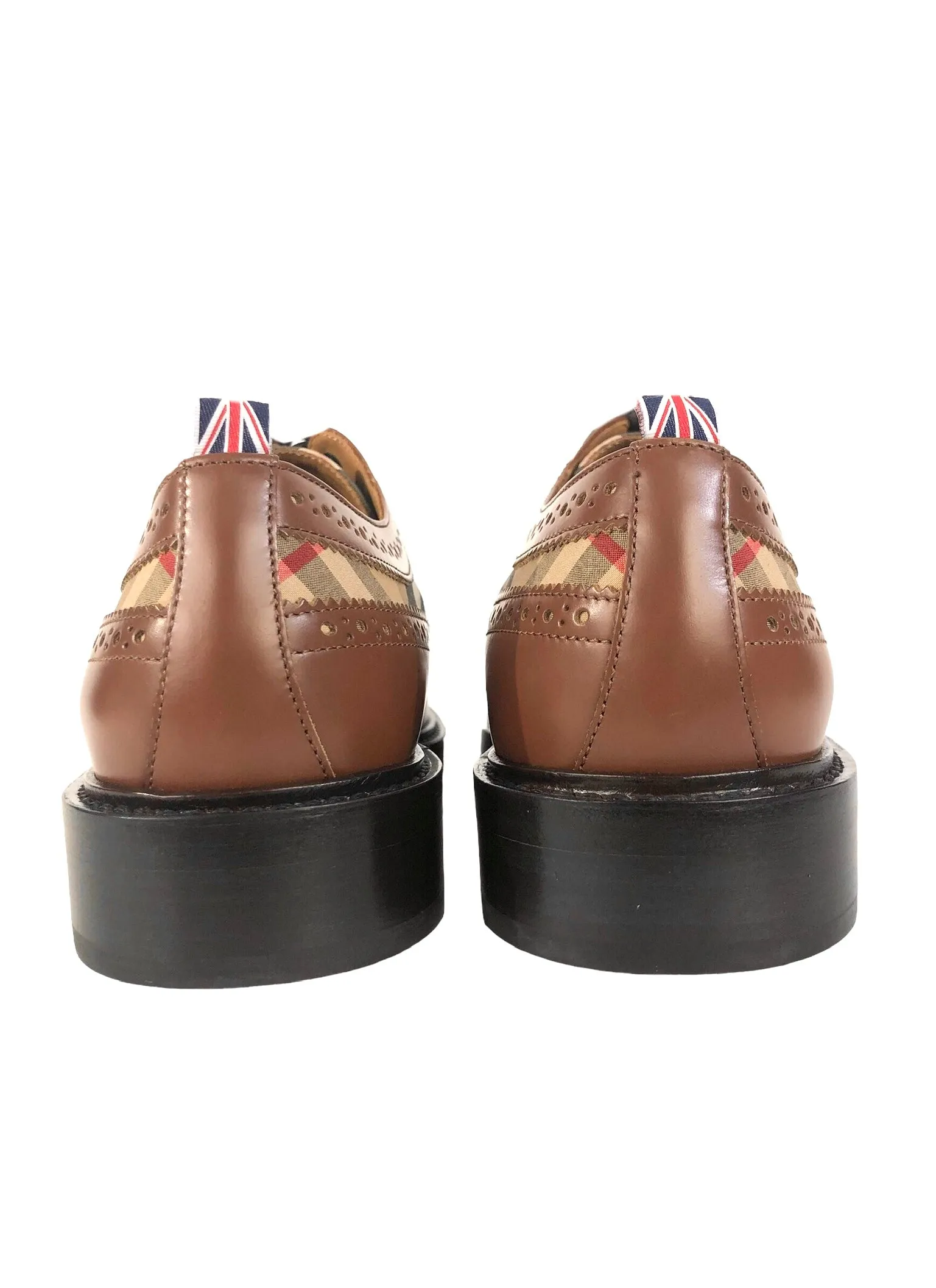 Arndale Tan Archive Check Brogue Leather Derby Shoes | Size 10