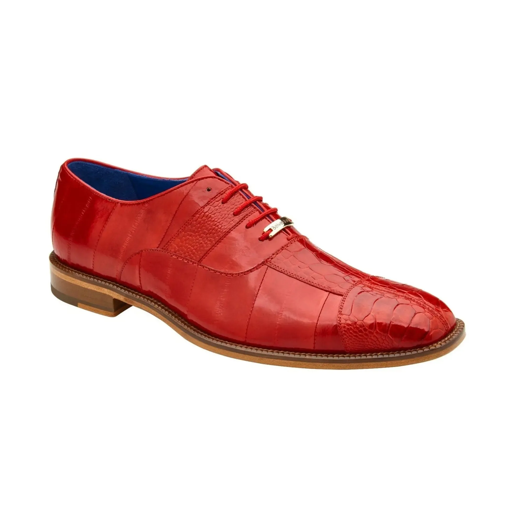 Belvedere Mare in Red Genuine Ostrich & Eel Oxfords