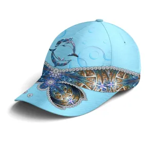 Dolphin Ocean Theme Jewel Print Style Baseball Cap Coolspod