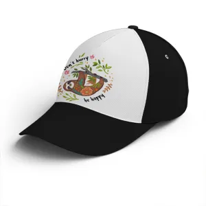 Don't Hurry Be Happy Floral Sloth Baseball Cap Coolspod