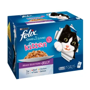 Felix Pouch As Good As It Looks Kitten Mixed Selection in Jelly 48 x 100g