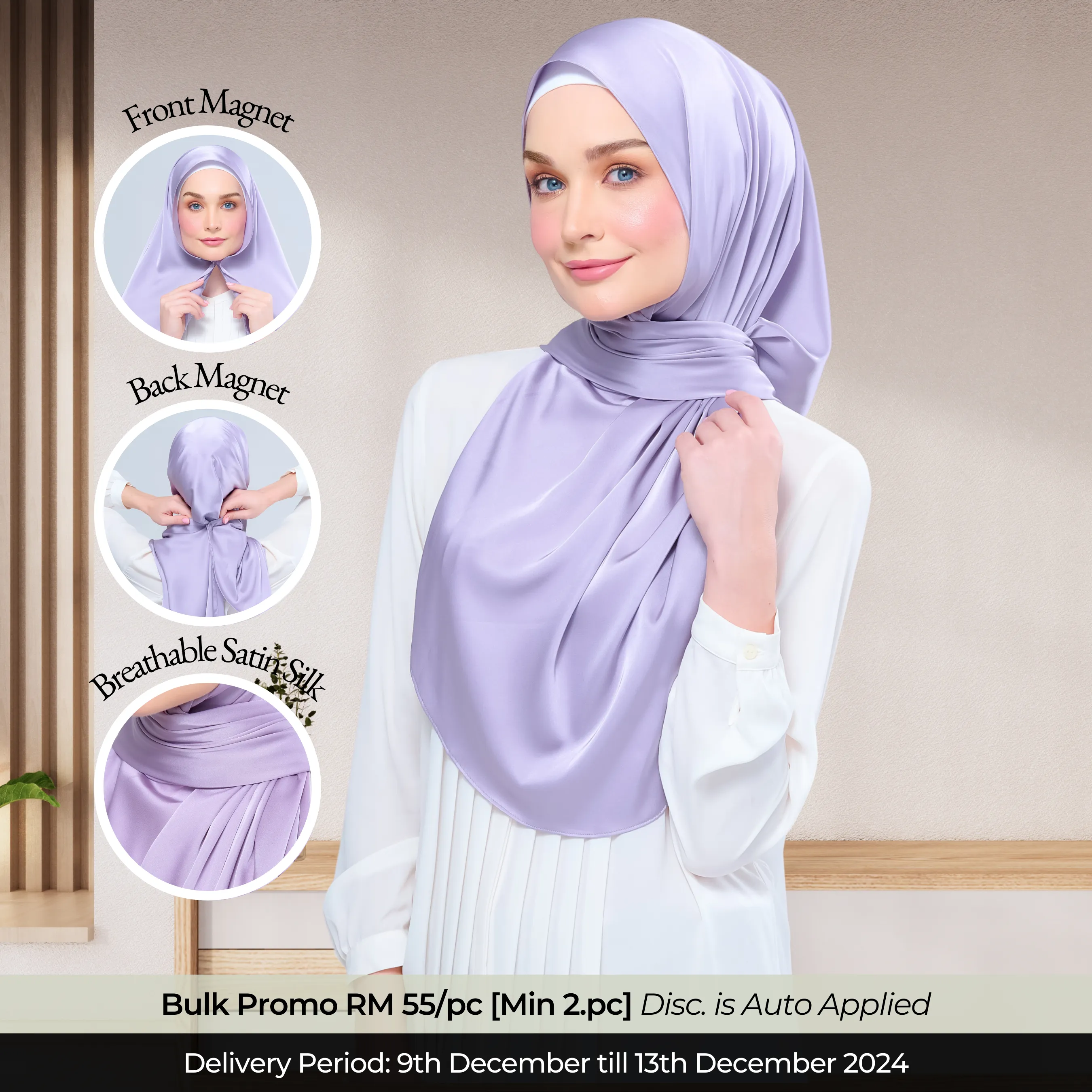 Instant Tag n' Go Shawl  | Satin Silk in Lavender Blush