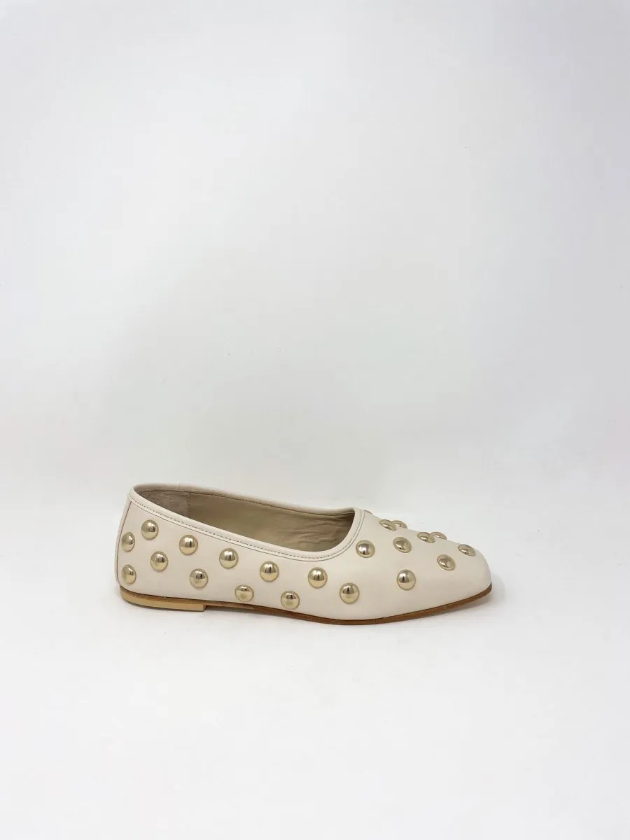 Jessie in Bone Calf w/Gold Studs