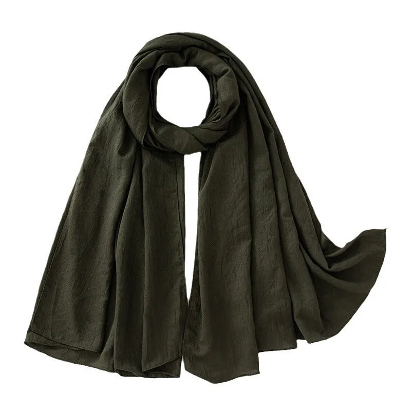 JSA167   Micro elastic crepe cotton blend rayon scarf sold 37 colors across Europe and the United