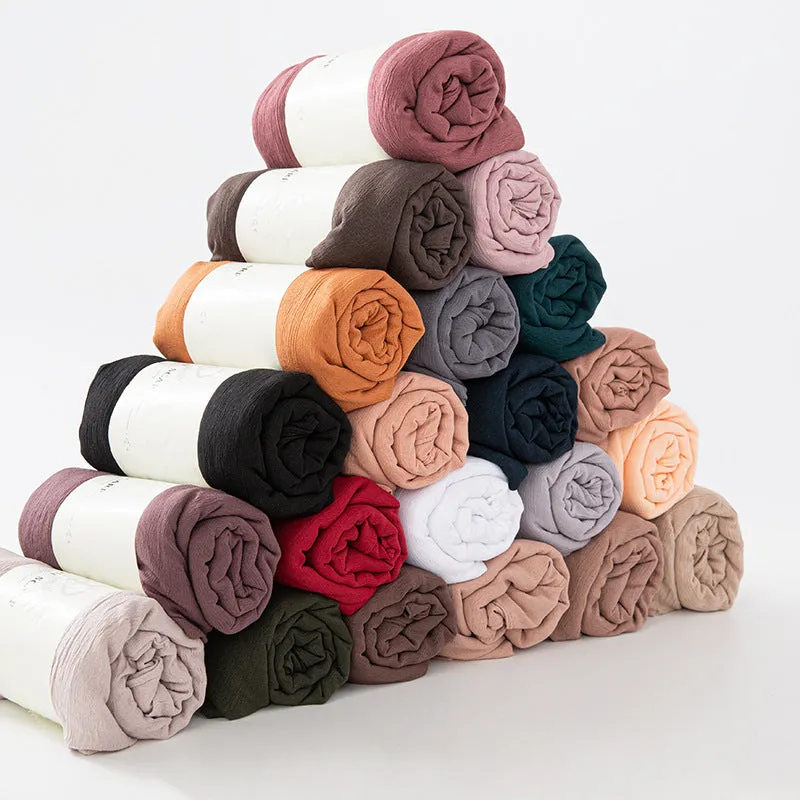 JSA167   Micro elastic crepe cotton blend rayon scarf sold 37 colors across Europe and the United