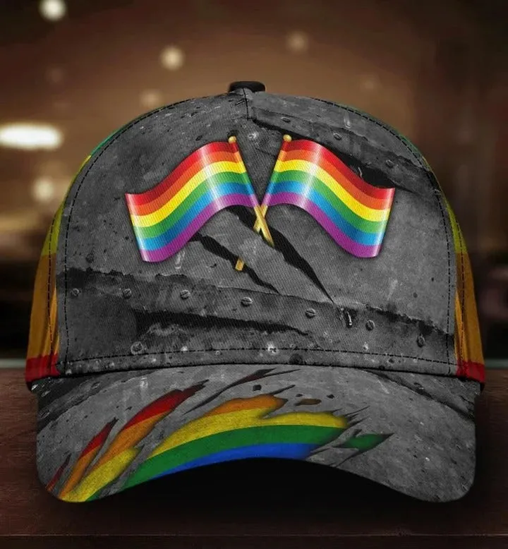 Lgbt Cap, Lgbt Pride Crack All Over Printing 3D Baseball Cap Hat