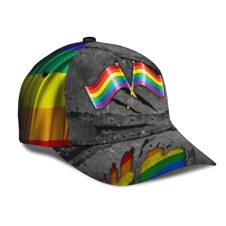 Lgbt Cap, Lgbt Pride Crack All Over Printing 3D Baseball Cap Hat