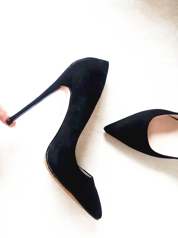 LIZZY Black Suede Leather Pumps