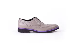 Men's Grey & Purple Accented Brogue Wingtip (EX- 118)