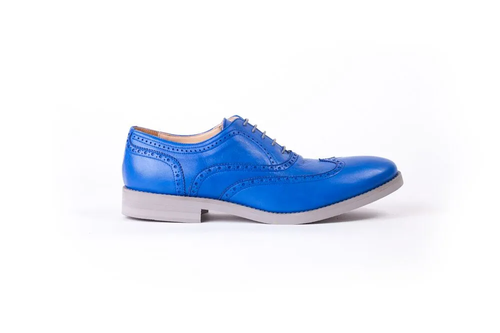 Men's Navy Blue & Grey Brogue Wingtip ( EX-124)