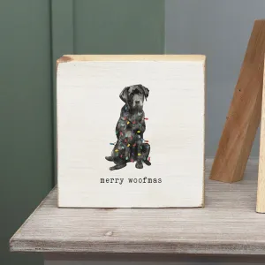 Merry Woofmas Black Lab Decorative Wooden Block