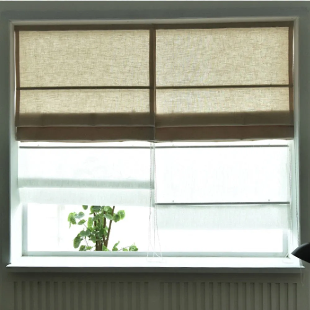 Modern Jute Window Roman Shade with Neutral Tones