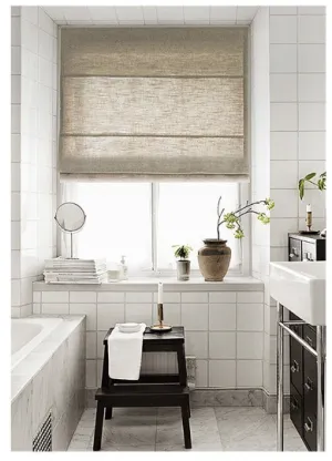 Modern Jute Window Roman Shade with Neutral Tones