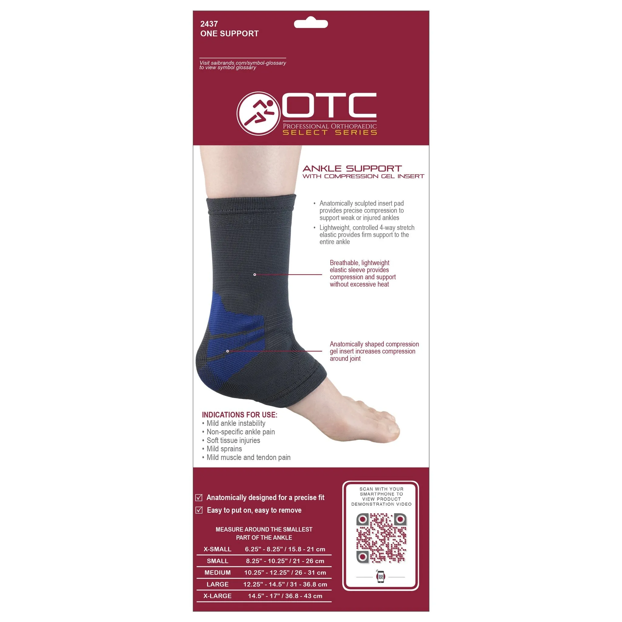 OTC ANKLE SUPP W/ GEL INSERTS - 2437