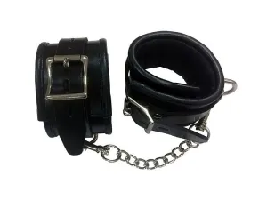 Padded Leather Ankle Cuffs Black