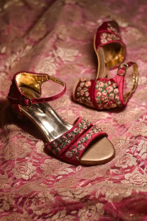 Pink Embroidered Heels