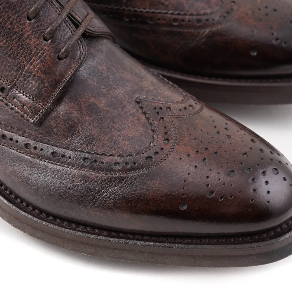 Santoni Wingtip Derby in Antiqued Brown