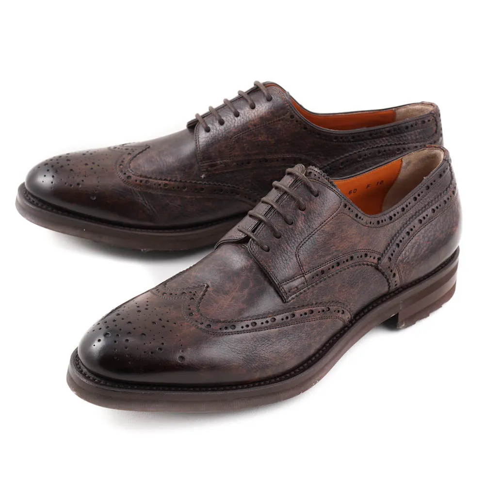 Santoni Wingtip Derby in Antiqued Brown