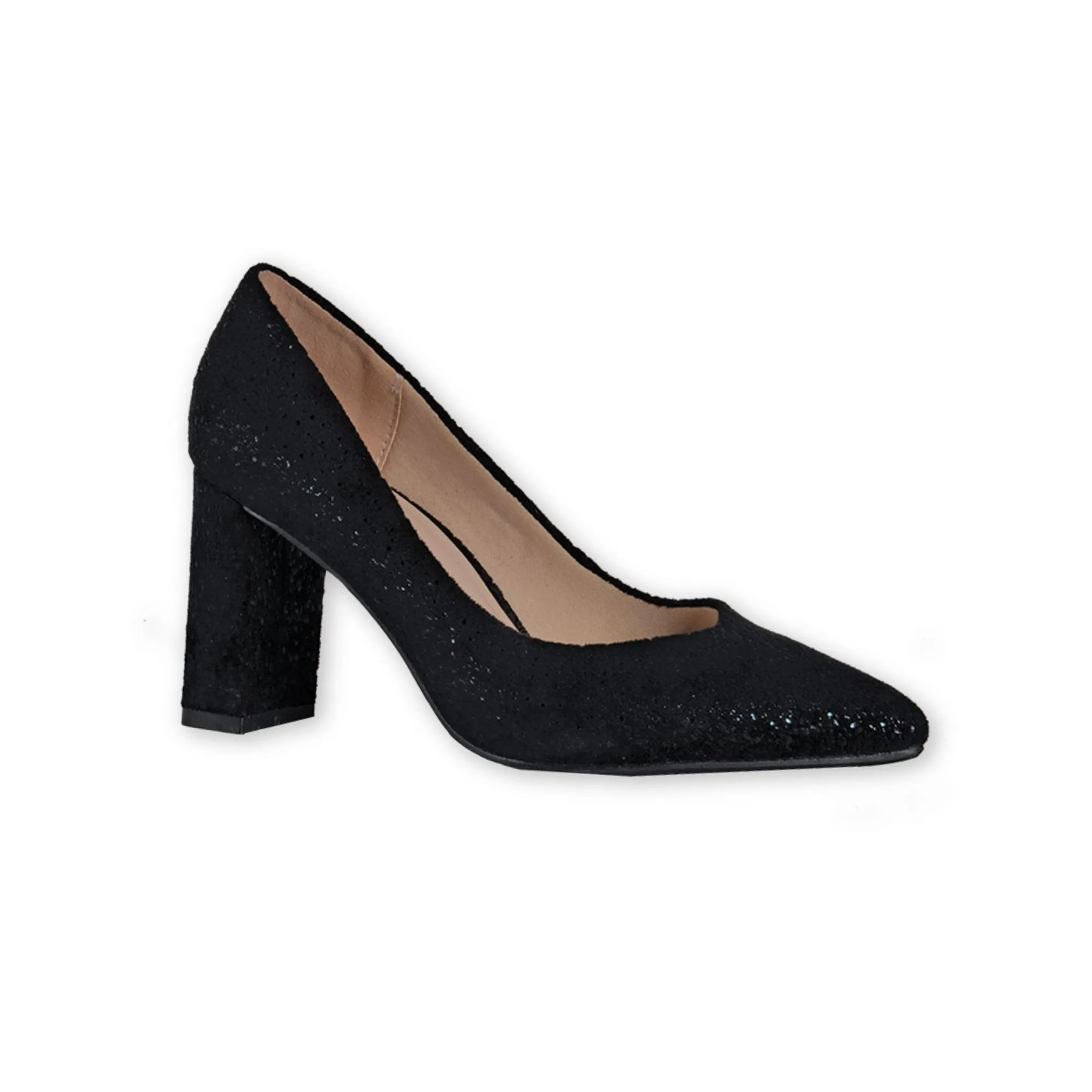 Sparkly Suede Pumps - Black