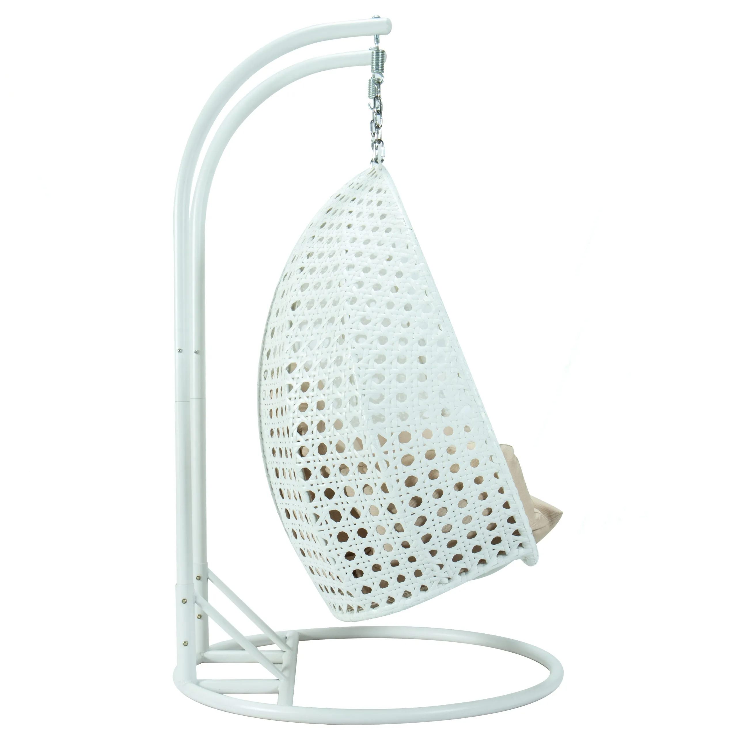 Strinati Double Seater Hanging Swing With Stand For Balcony , Garden Swing (White)