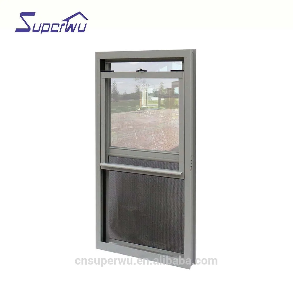 Superwu Aluminum single hung windows double glazed dust proof window with flyscreen