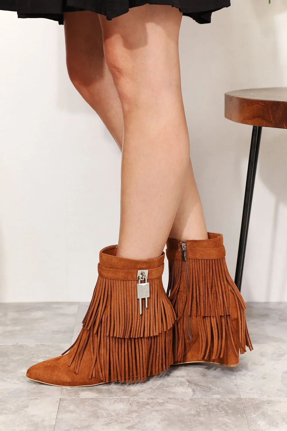 Tassel Wedge Ankle Booties