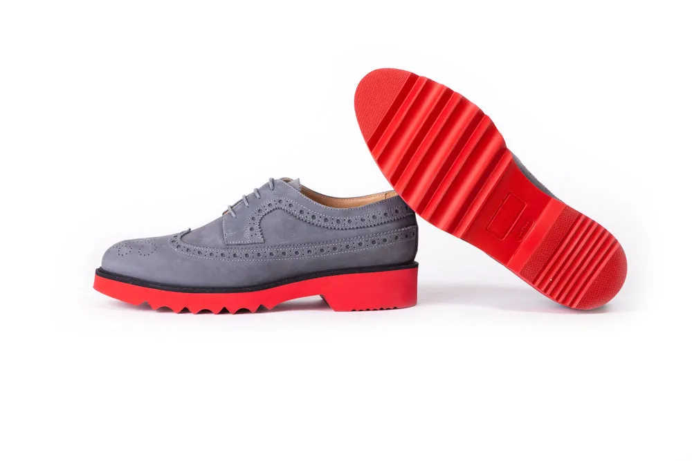 Women's Grey & Black with Red Sole  Brogue Wingtip-EX-335 (2017)