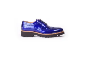 Women's Patent Ink Blue & Tan Brogue Wingtip (2017)