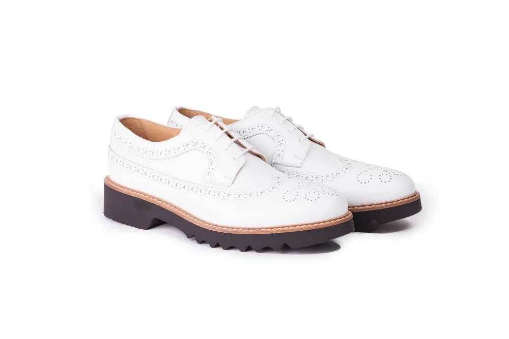 Women's White & Tan Brogue Wingtip EX-341 (2017)